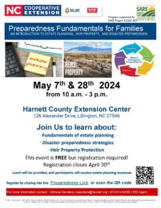 Flyer describing upcoming Preparedness Fundamentals for Families and how to register